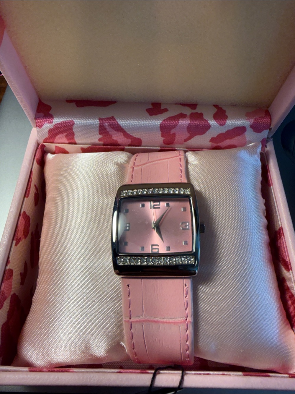 Mary Kay Pink Crystal-Trim Square Women's Watch